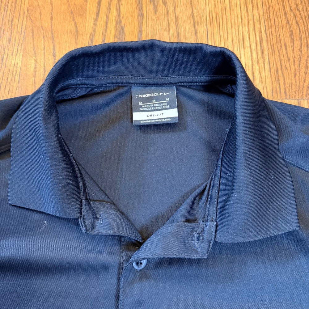 Nike Golf Dri-FIT Polo Shirt Short Sleeve Performance Swoosh Size M Black - Picture 4 of 7